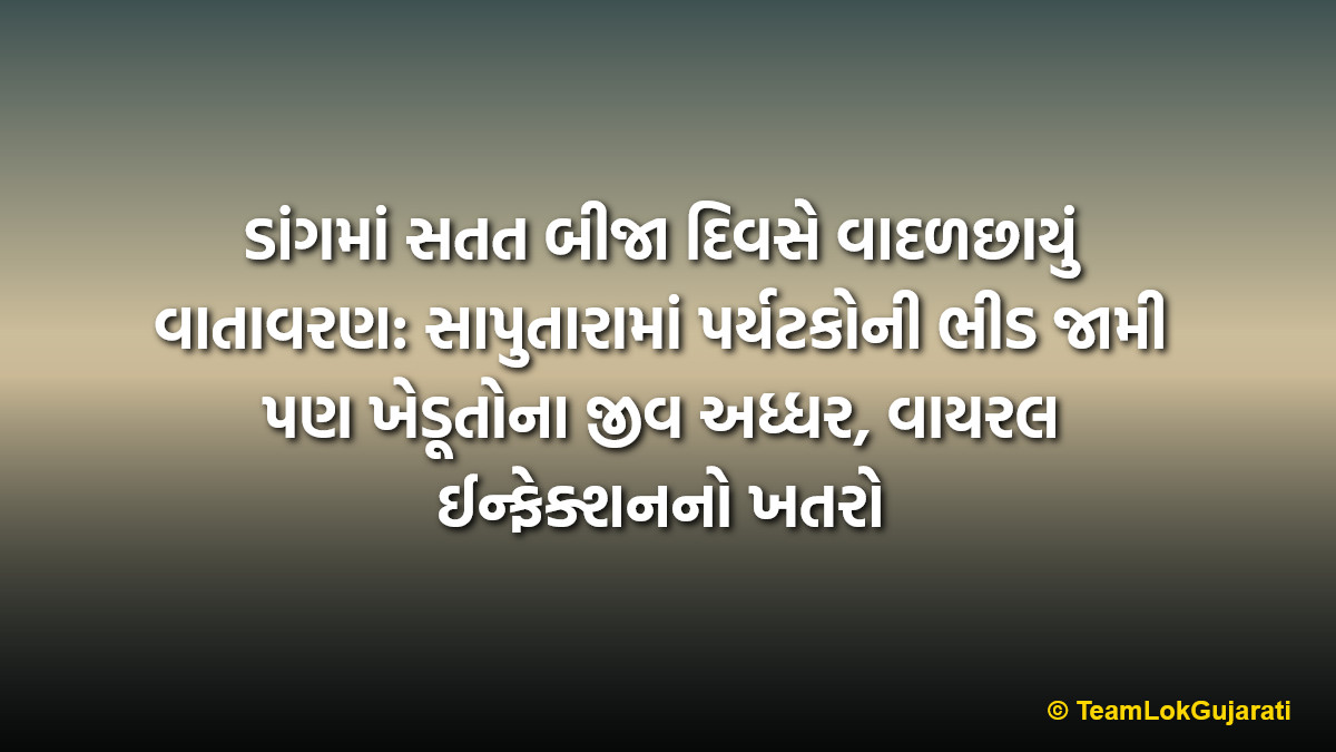ડાંગમાં સતત બીજા દિવસે વાદળછાયું વાતાવરણ: સાપુતારામાં પર્યટકોની ભીડ જામી પણ ખેડૂતોના જીવ અધ્ધર, વાયરલ ઈન્ફેક્શનનો ખતરો | Cloudy Weather In Dang For Second Day Saputara Tourists Influx Increases But Farmers Worried