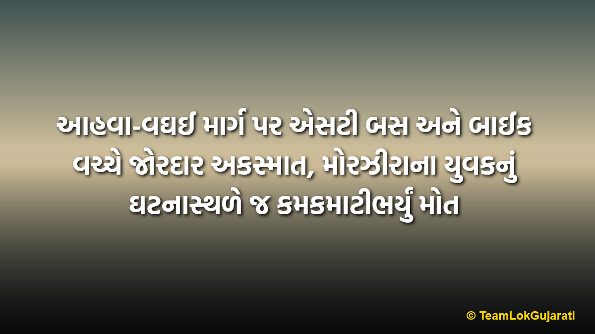 આહવા-વઘઈ માર્ગ પર એસટી બસ અને બાઈક વચ્ચે જોરદાર અકસ્માત, મોરઝીરાના યુવકનું ઘટનાસ્થળે જ કમકમાટીભર્યું મોત | Ahwa-Waghai Road ST Bus Bike Accident News