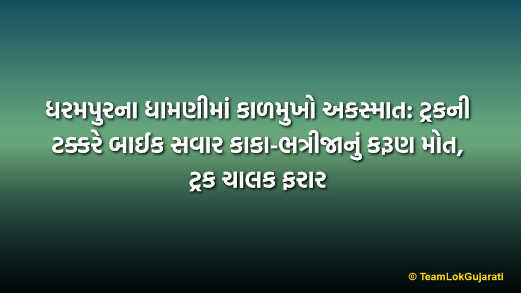 ધરમપુરના ધામણીમાં કાળમુખો અકસ્માત: ટ્રકની ટક્કરે બાઈક સવાર કાકા-ભત્રીજાનું કરૂણ મોત, ટ્રક ચાલક ફરાર | Fatal Accident In Dhamani Dharampur: Uncle and Nephew Killed As Truck Hits Bike Near Tamchadi
