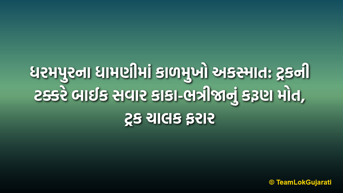 ધરમપુરના ધામણીમાં કાળમુખો અકસ્માત: ટ્રકની ટક્કરે બાઈક સવાર કાકા-ભત્રીજાનું કરૂણ મોત, ટ્રક ચાલક ફરાર | Fatal Accident In Dhamani Dharampur: Uncle and Nephew Killed As Truck Hits Bike Near Tamchadi