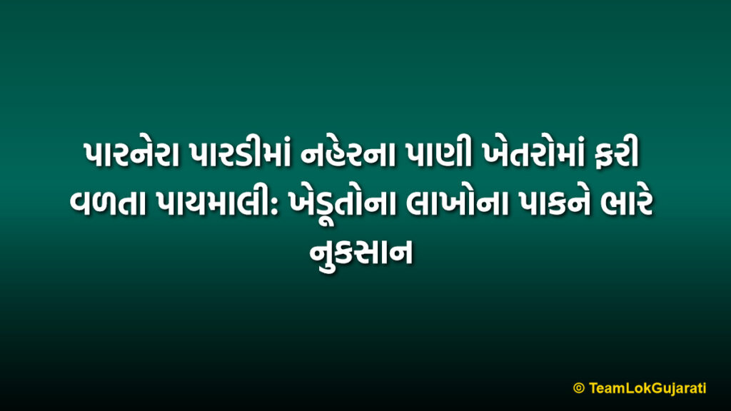 પારનેરા પારડીમાં નહેરના પાણી ખેતરોમાં ફરી વળતા પાયમાલી: ખેડૂતોના લાખોના પાકને ભારે નુકસાન