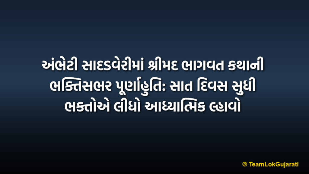 અંભેટી સાદડવેરીમાં શ્રીમદ ભાગવત કથાની ભક્તિસભર પૂર્ણાહુતિ: સાત દિવસ સુધી ભક્તોએ લીધો આધ્યાત્મિક લ્હાવો | Shrimad Bhagwat Katha Concludes At Ambheti Sadadveri: Devotees Seek Spiritual Blessings