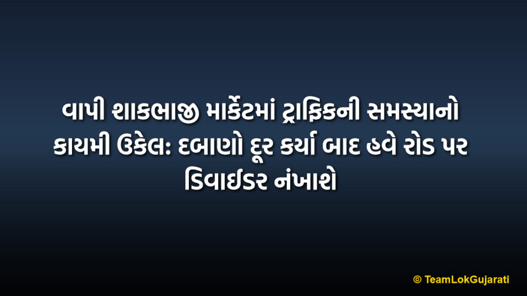વાપી શાકભાજી માર્કેટમાં ટ્રાફિકની સમસ્યાનો કાયમી ઉકેલ: દબાણો દૂર કર્યા બાદ હવે રોડ પર ડિવાઈડર નંખાશે | Vapi Vegetable Market Traffic Solution: Dividers To Be Installed After Removing Encroachments